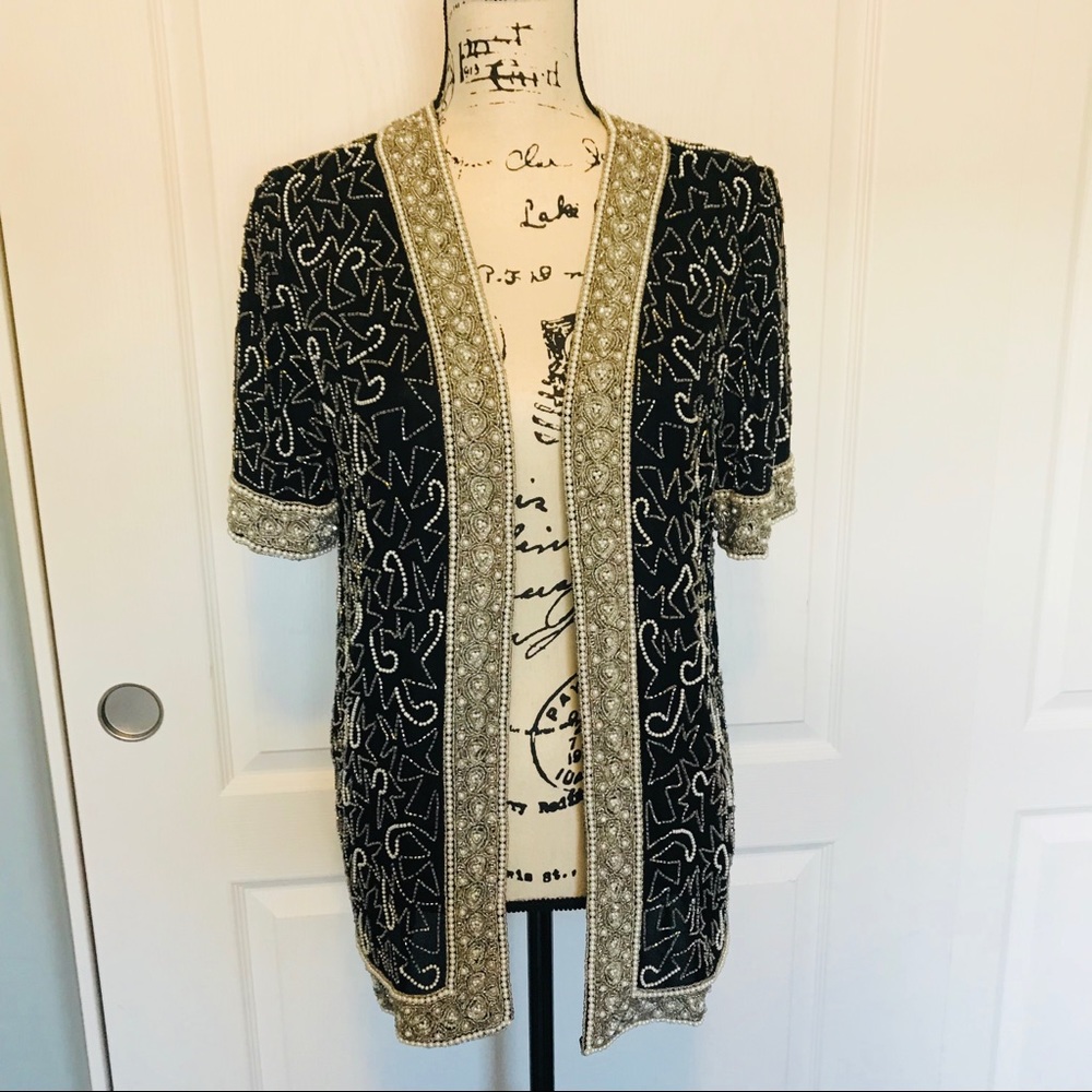 Laurence Kazar Silk Beaded Vintage Blazer NWT M